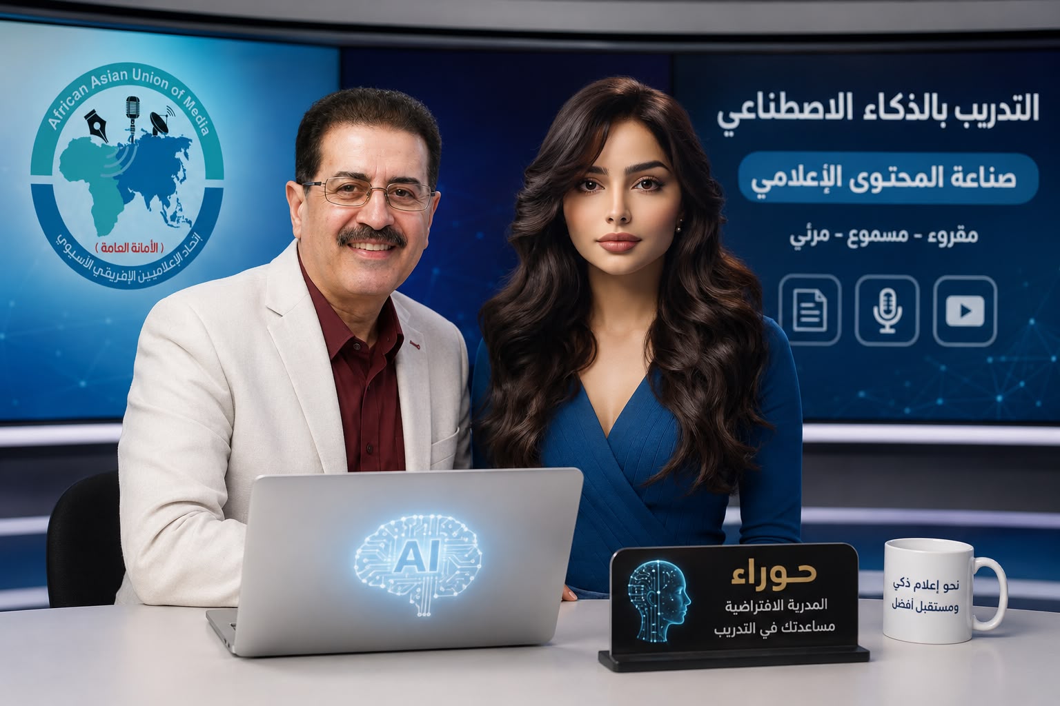 المساعدة الافتراضية “حوراء” تبهر متدربي اتحاد الإعلاميين الأفرو آسيوى -- تجربة تدريبية غير مسبوقة تمزج بين الإنسان والذكاء الاصطناعي